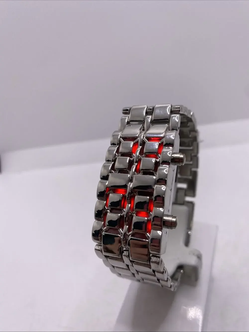 Silver Light Up Digital Watch Works New Battery
